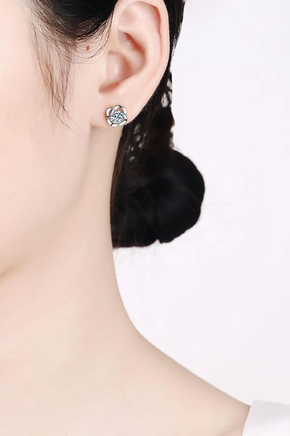 It's Your Day Moissanite Rhodium-Plated Stud Earrings, image 2