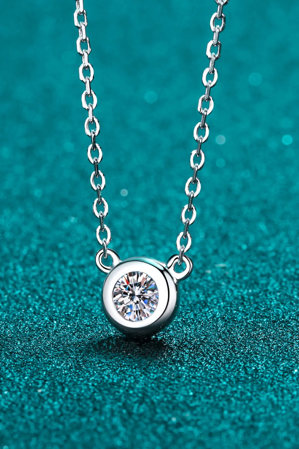 Moissanite Round Pendant Chain Necklace, image 5