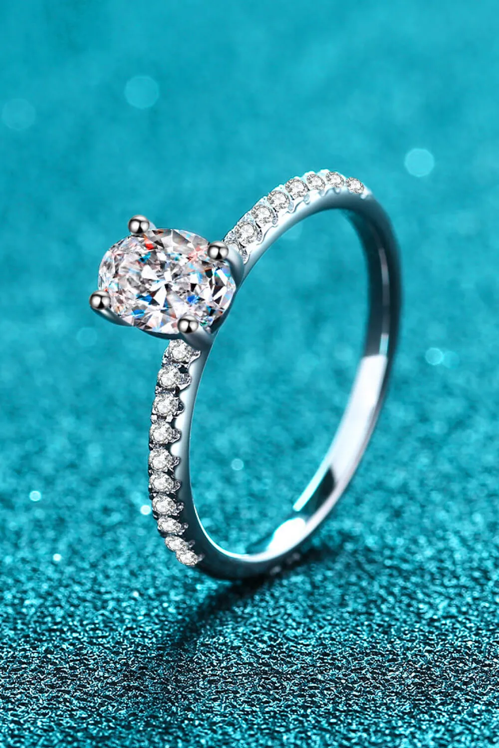 925 Sterling Silver Inlaid 1 Carat Moissanite Ring, image 4
