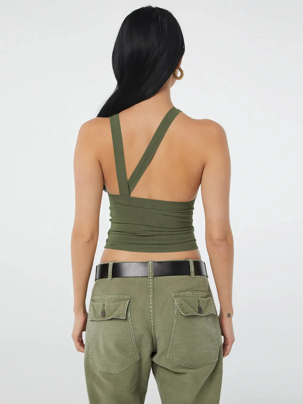 Halter Neck Ribbed Cropped Top, image 2