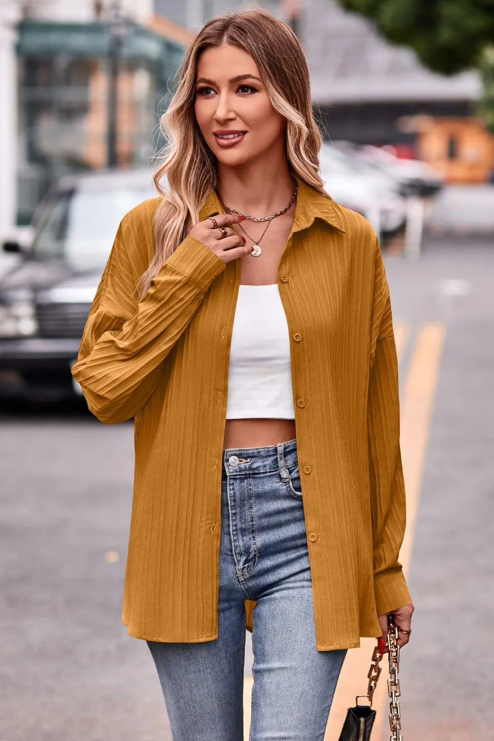 Slit Dropped Shoulder Longline Shirt, image 9