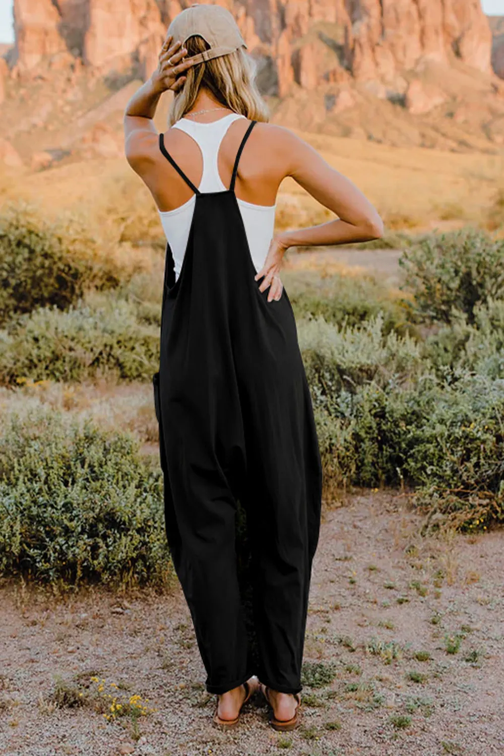 Full Size V-Neck Sleeveless Jumpsuit with Pockets, image 26