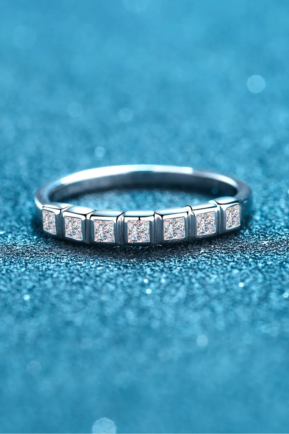 Moissanite Rhodium-Plated Half-Eternity Ring, image 6