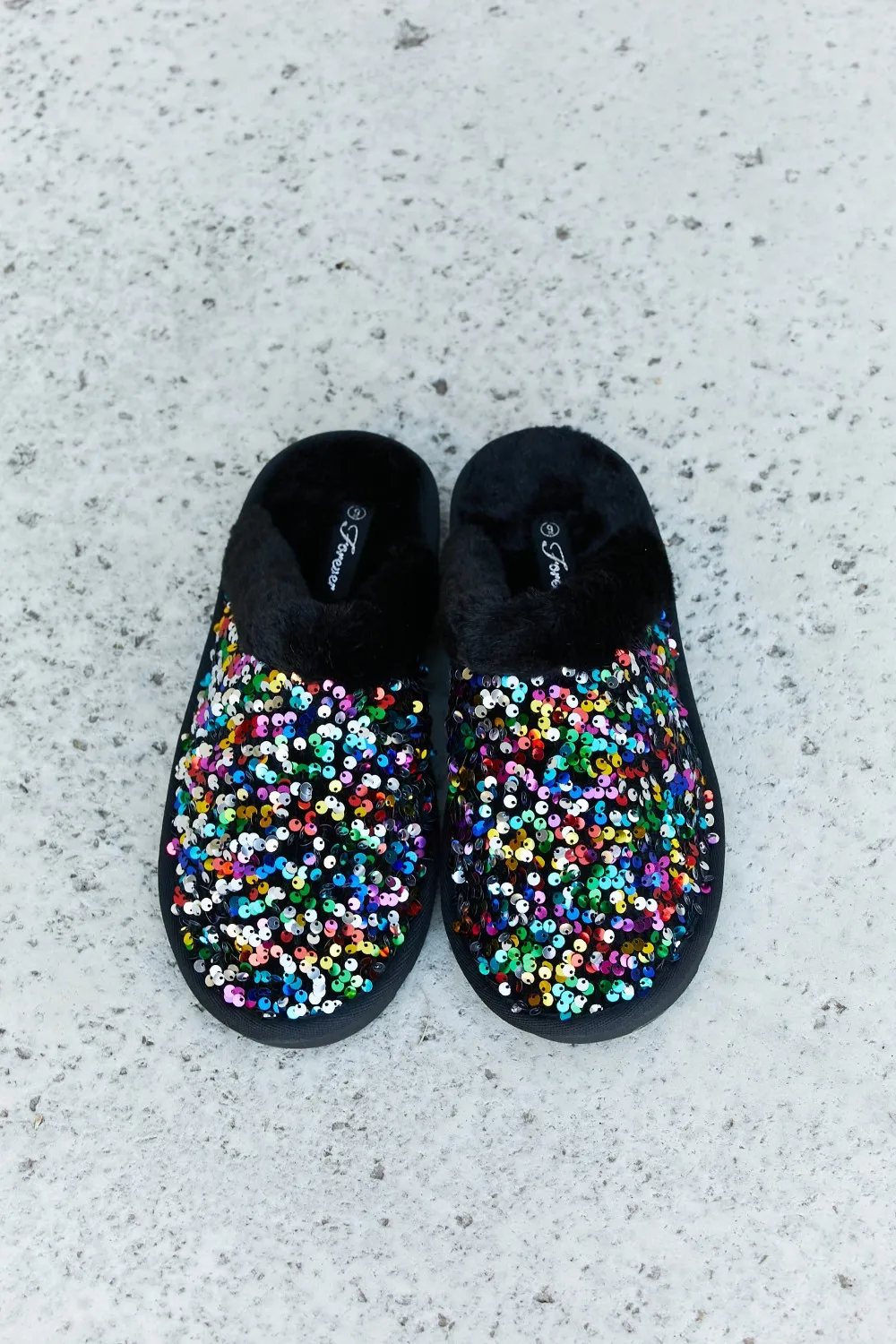 Multicolored Sequin Faux Fur Slipper, image 4