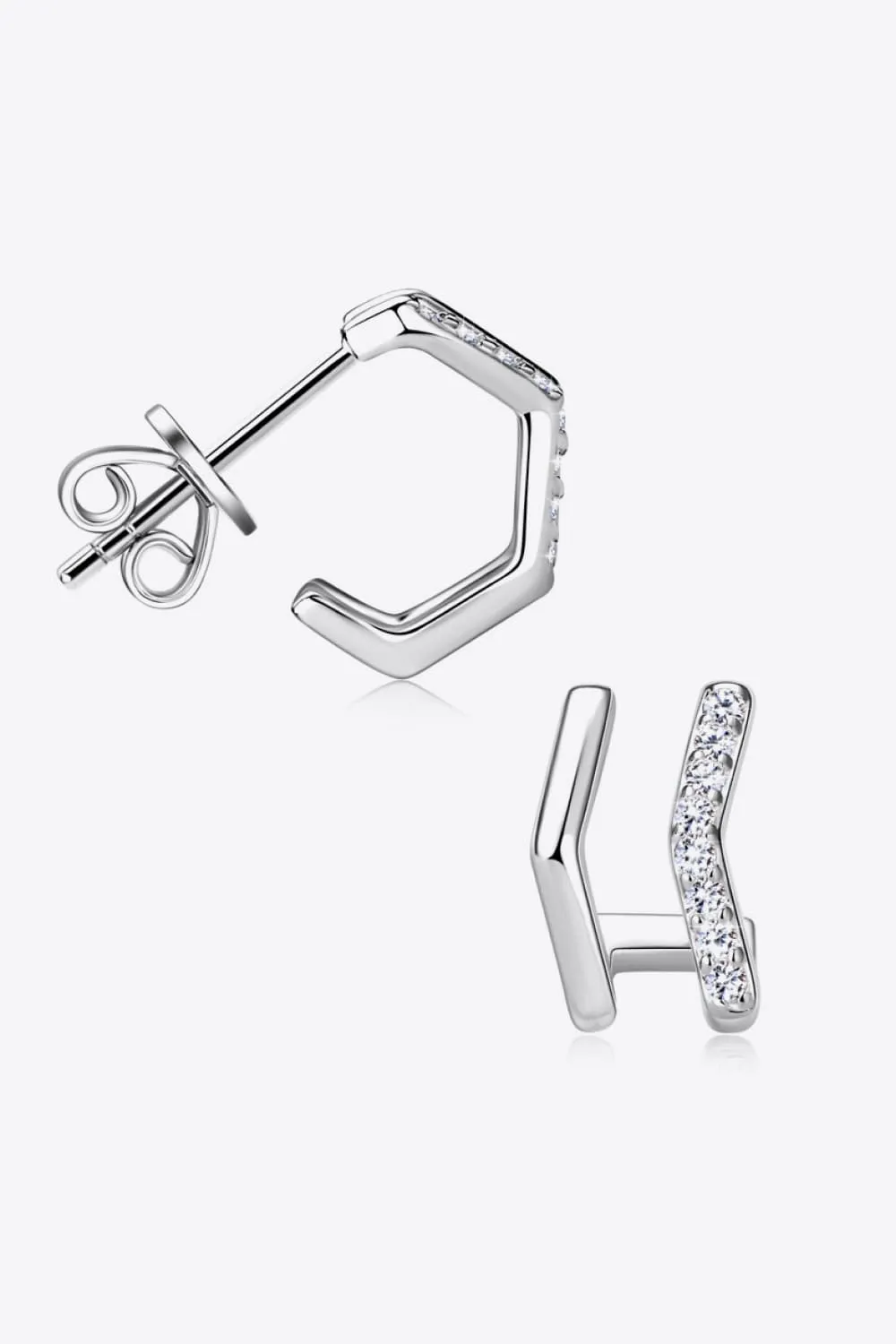 Moissanite 925 Sterling Silver Double-Layered Earrings, image 4