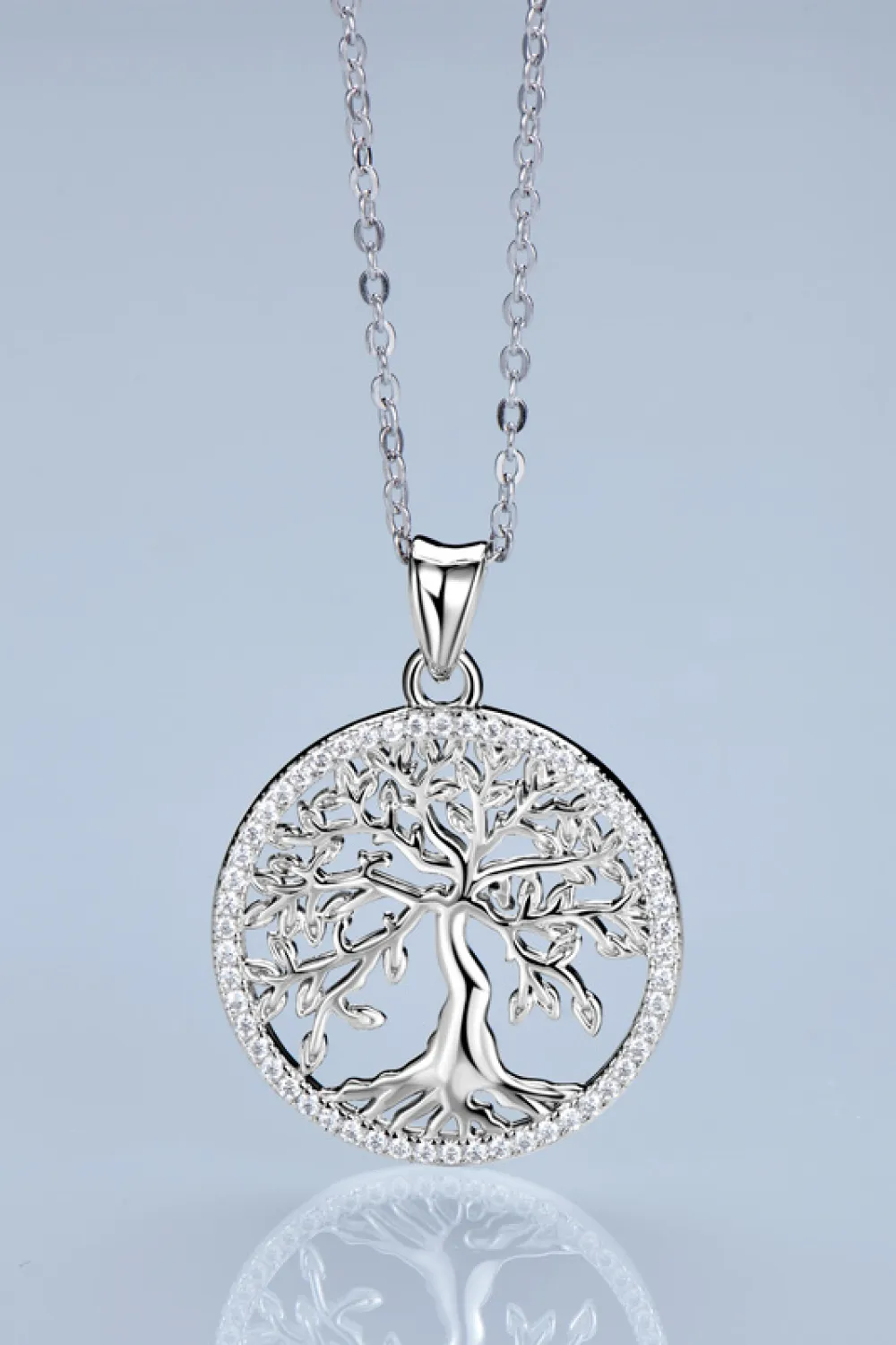925 Sterling Silver Moissanite Tree Pendant Necklace, image 8