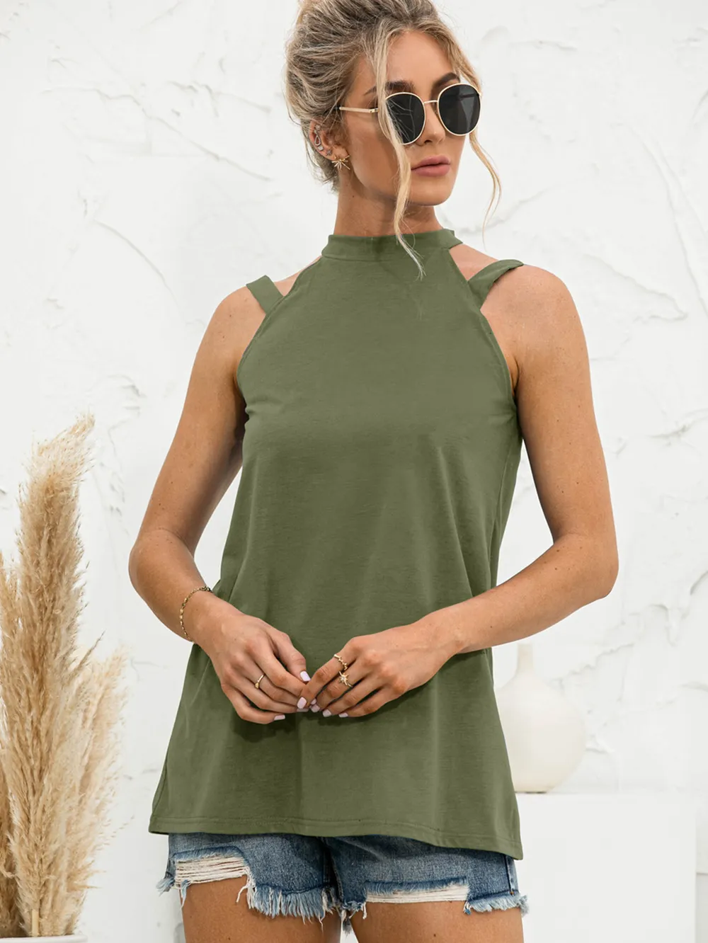 Cutout Mock Neck Tank, image 8