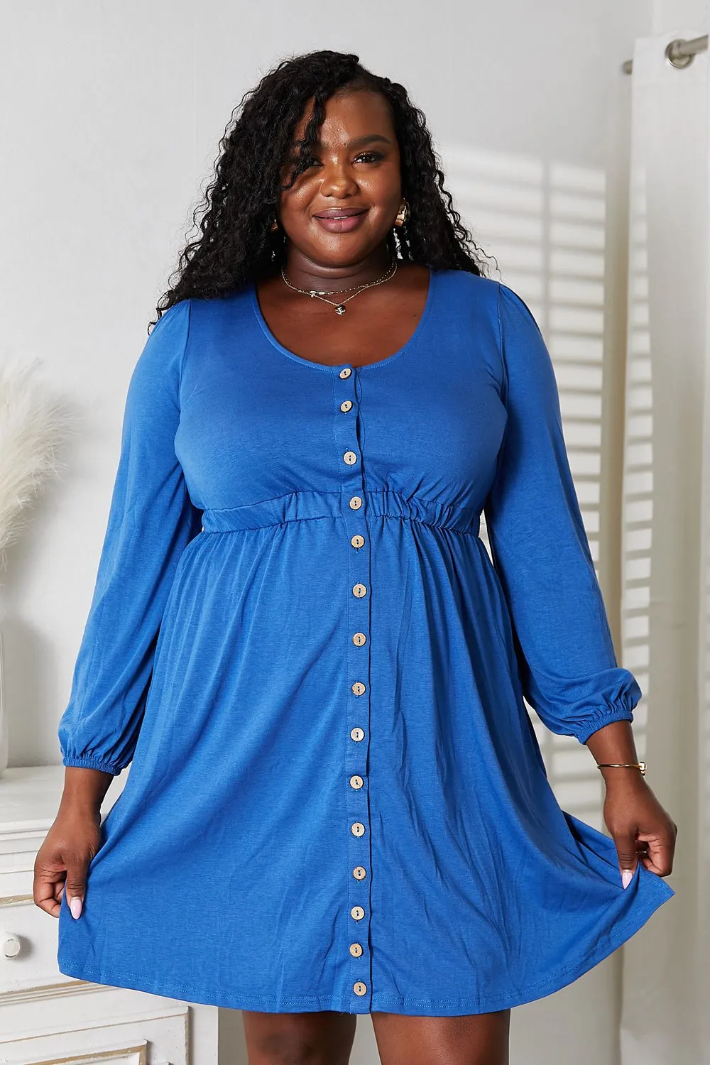 Scoop Neck Empire Waist Long Sleeve Magic Dress, image 11