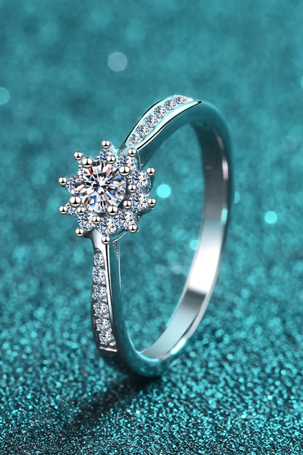 Moissanite Rhodium-Plated Snowflake Ring, image 4