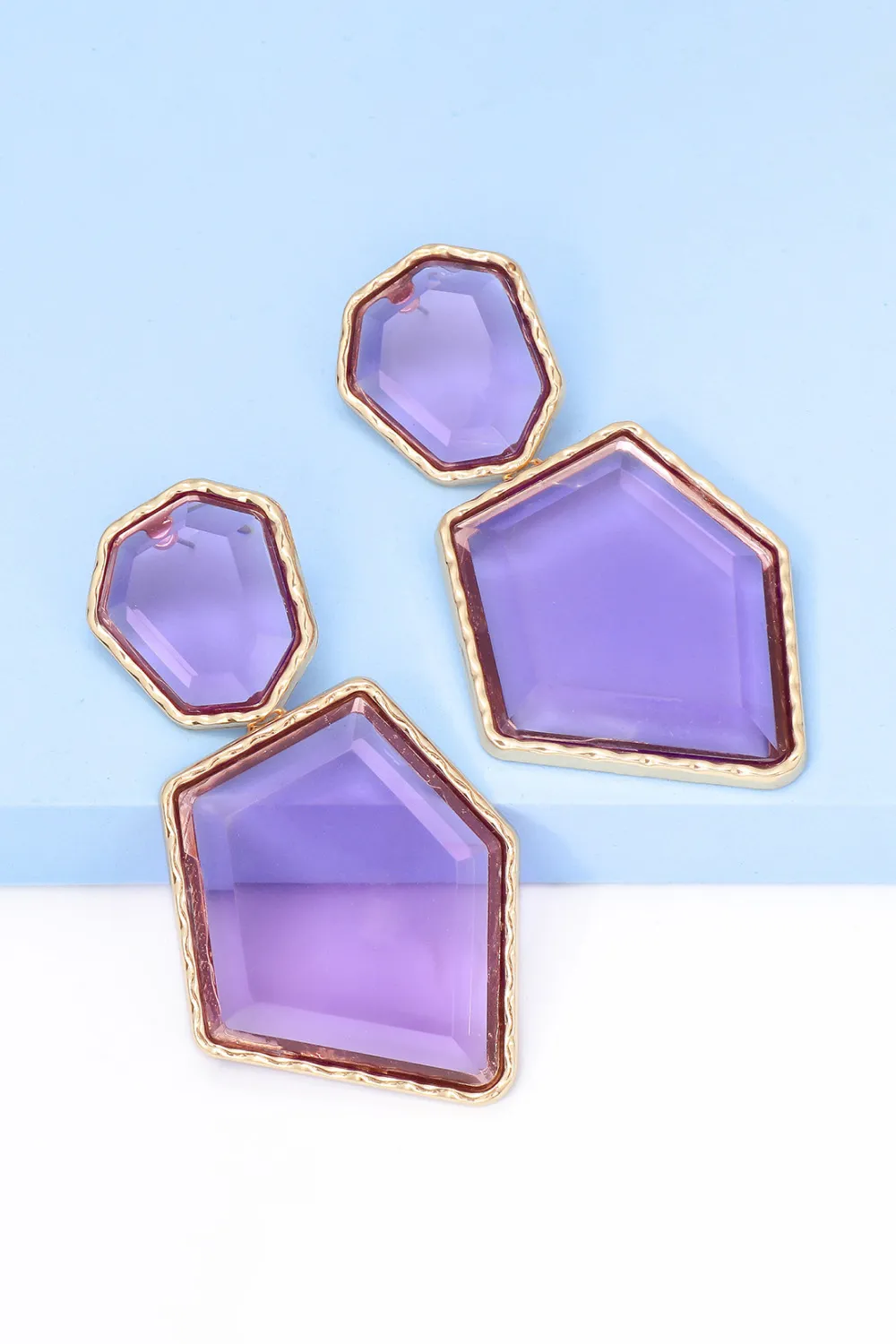 Geometrical Shape Zinc Alloy Frame Resin Dangle Earrings, image 29