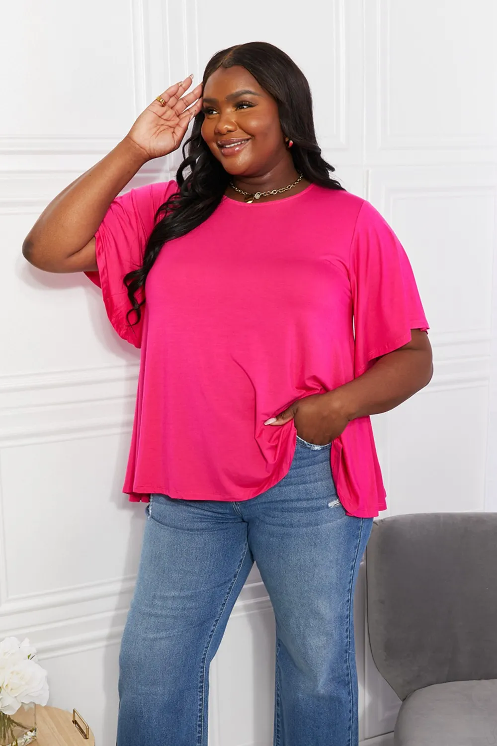 Full Size More Than Words Flutter Sleeve Top, image 8
