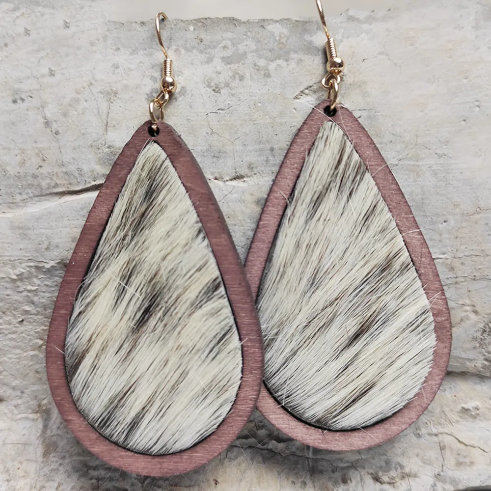 Teardrop Shape Wooden Dangle Earrings, image 10