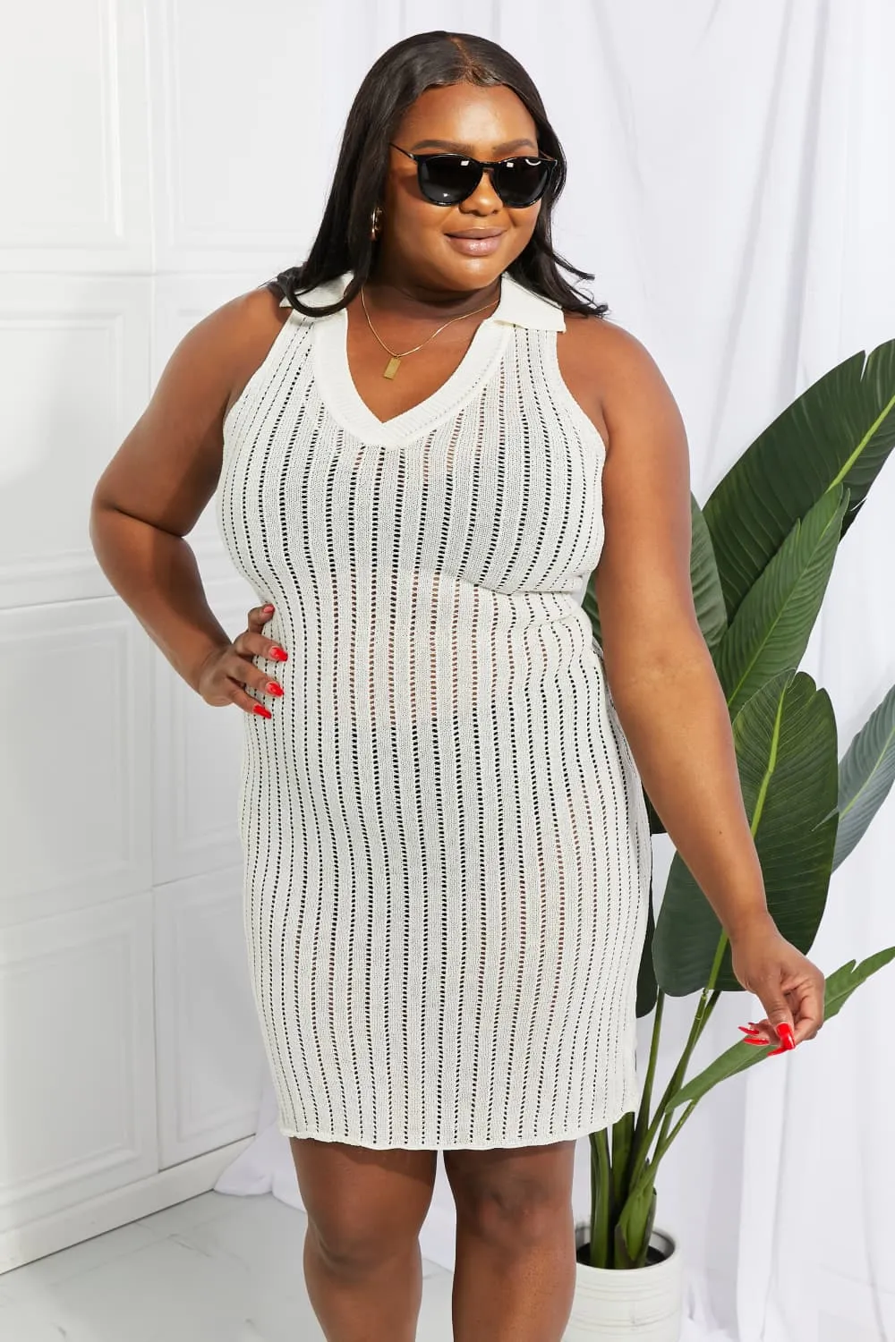 Openwork Johnny Collar Cover Up Dress, image 21