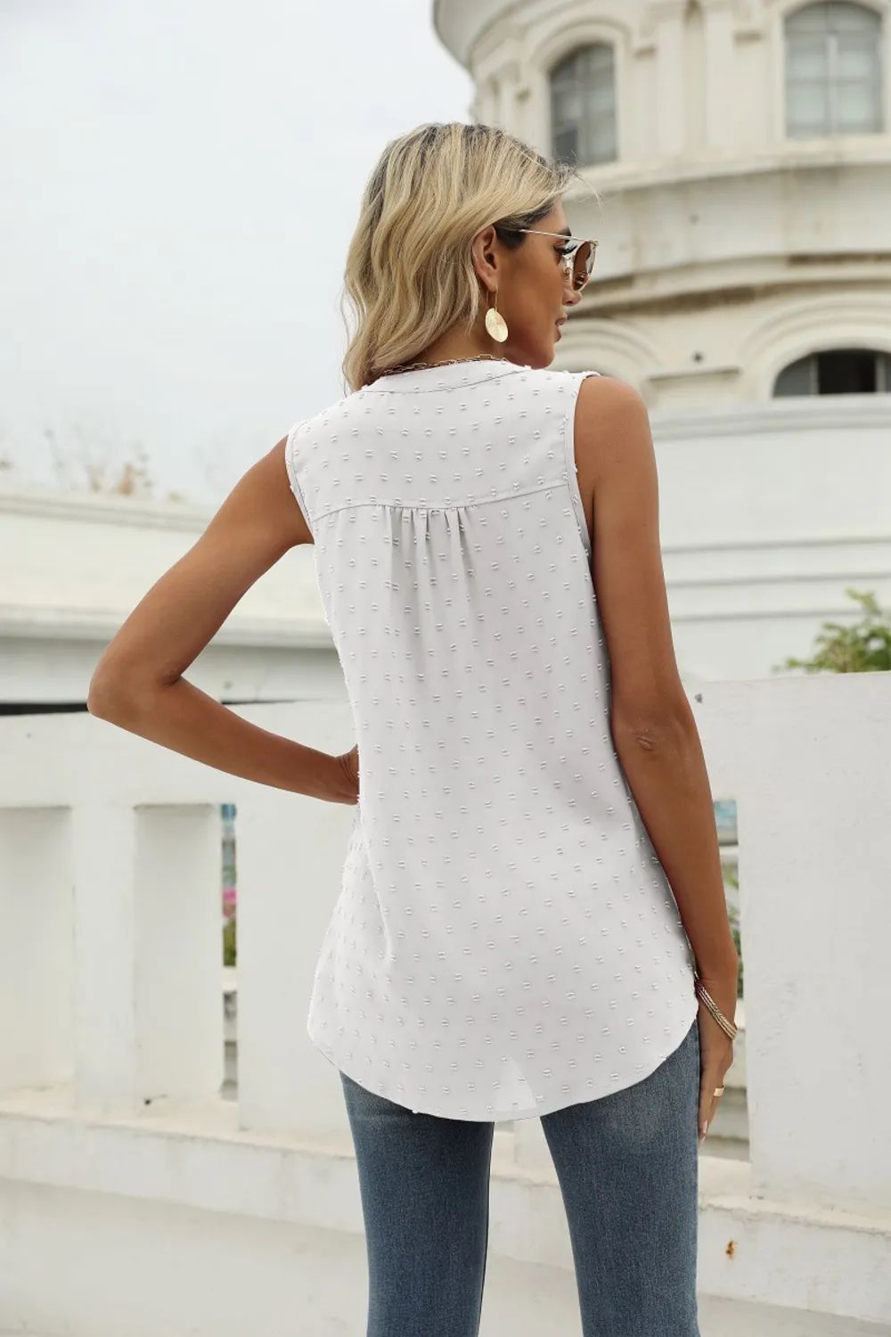 Swiss Dot Notched Neck Tank, image 6