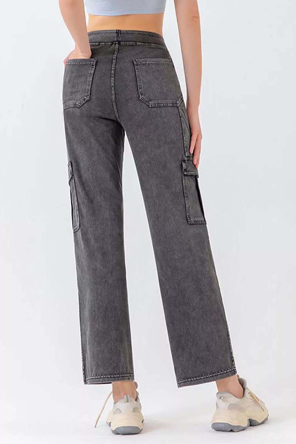 Buttoned Pocketed Long Jeans, image 3