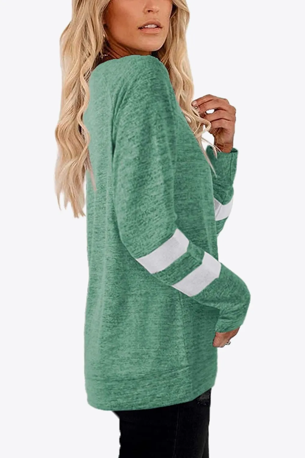 Striped Contrast Raglan Sleeve Top, image 14