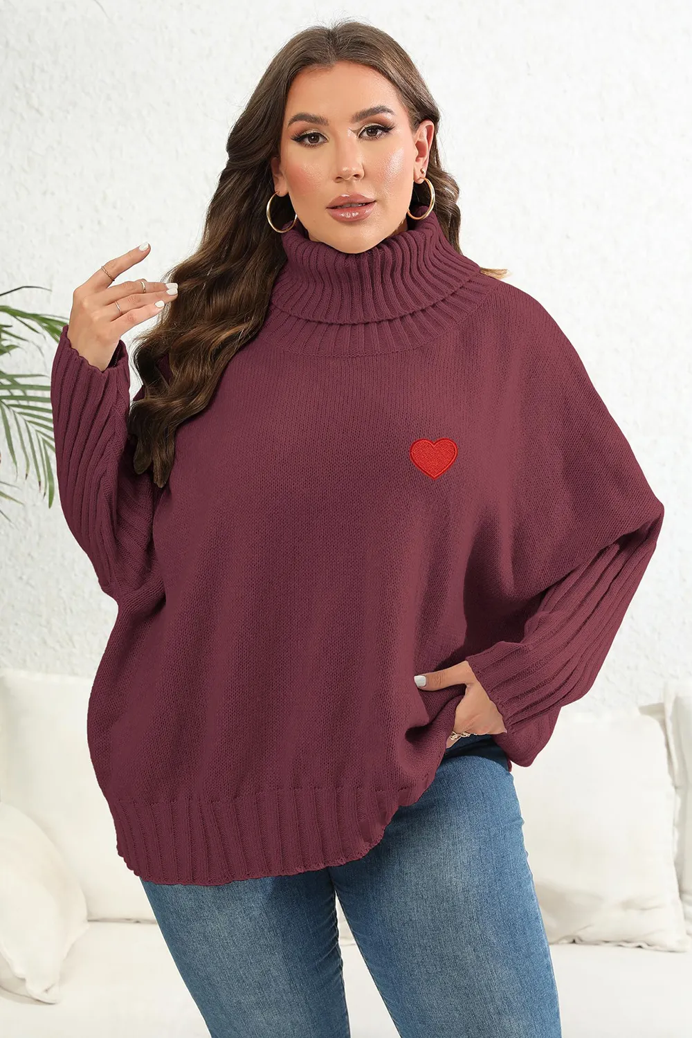 Plus Size Turtle Neck Long Sleeve Sweater, image 8