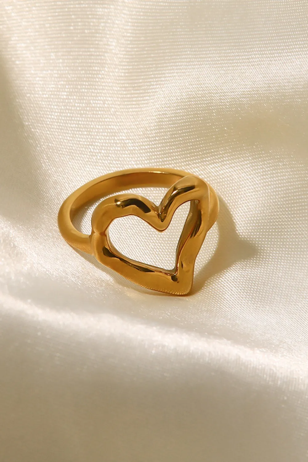 18K Gold Plated Heart-Shaped Ring, image 6