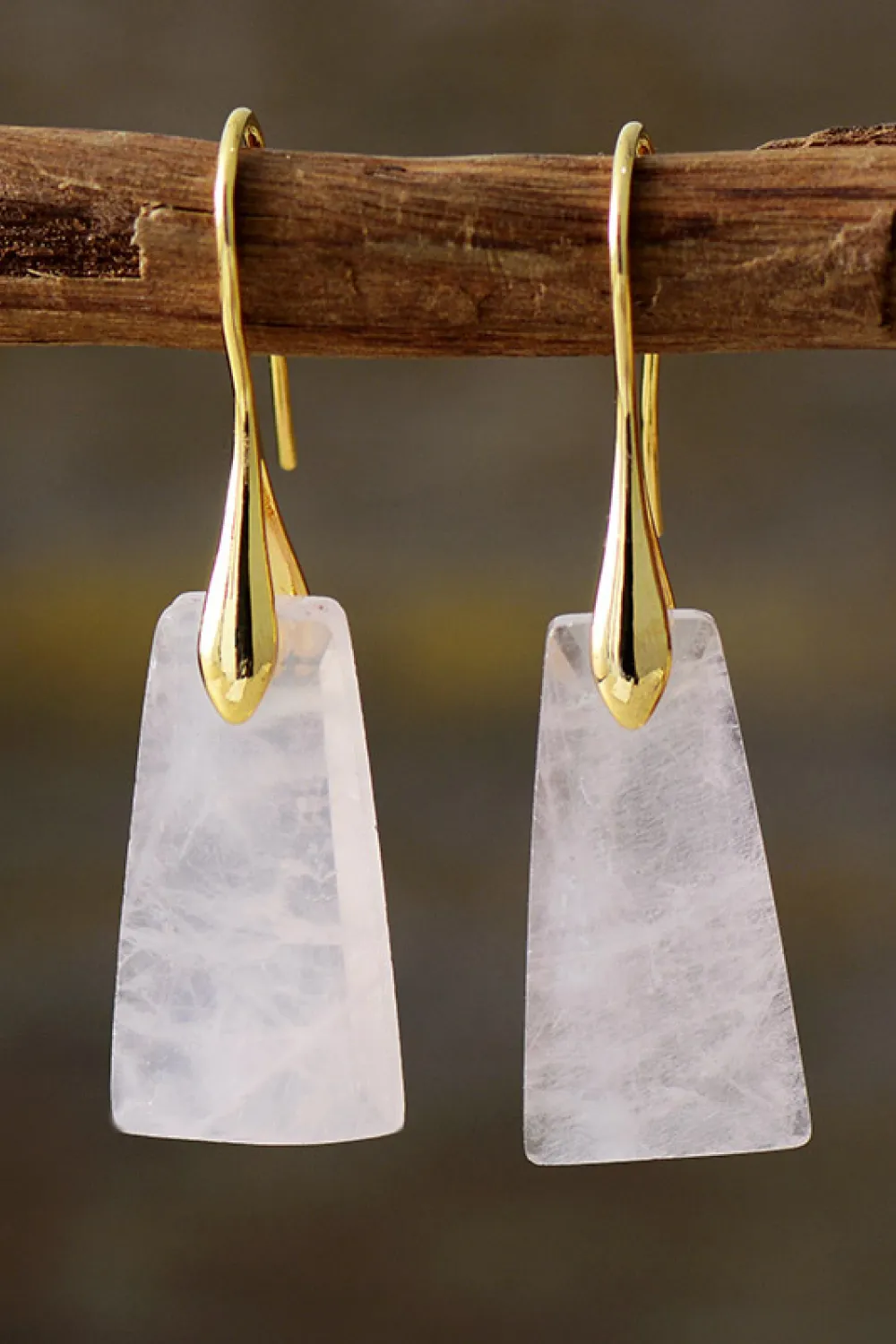 Handmade Geometrical Shape Natural Stone Dangle Earrings, image 7