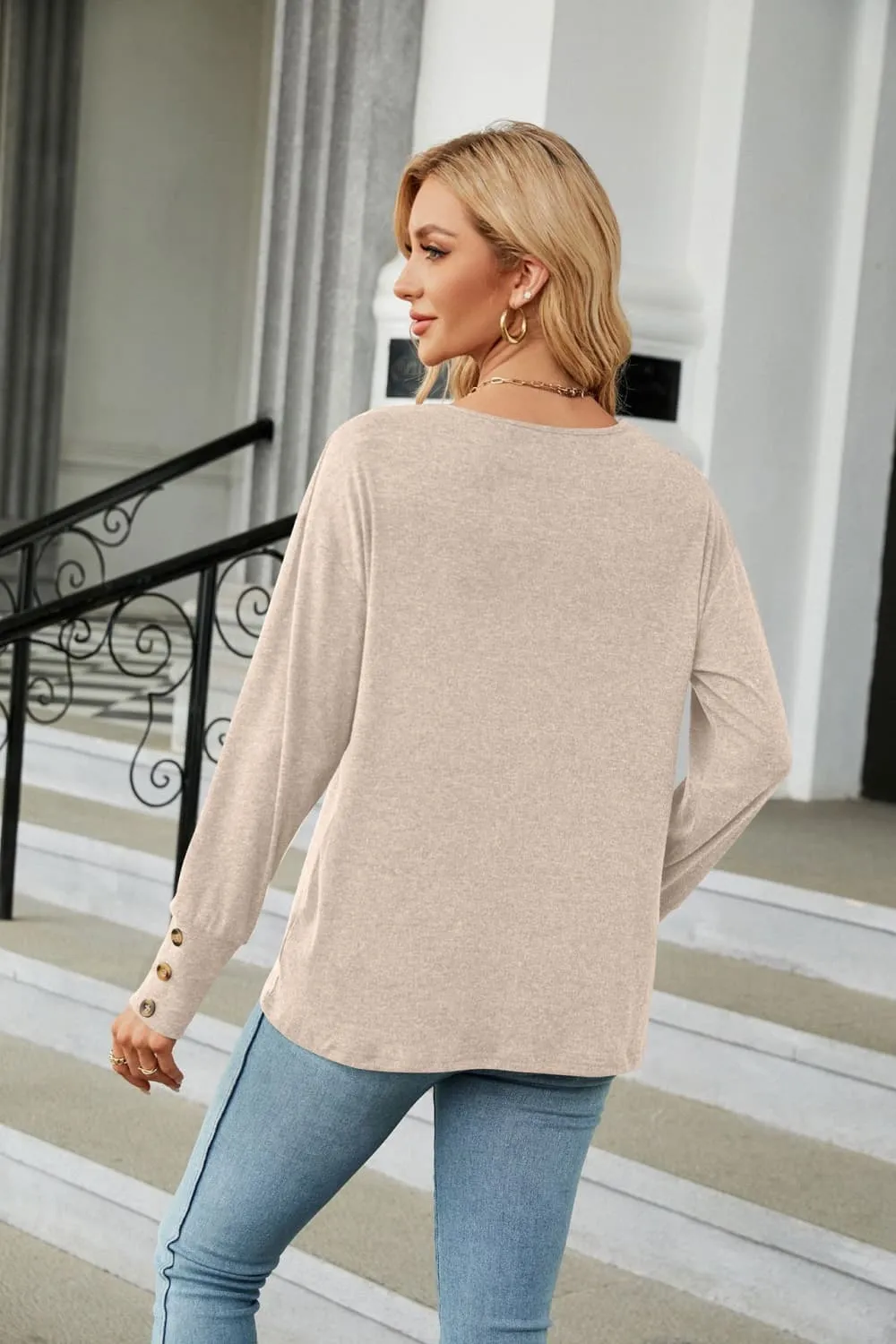 V-Neck Long Sleeve T-Shirt, image 21