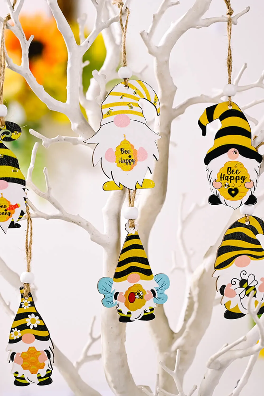 3-Pack Bee Wood Gnome Ornaments, image 8