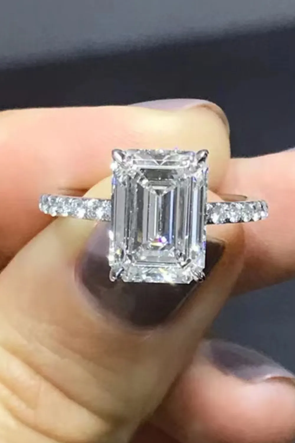 5 Carat Moissanite Side Stone Ring, image 3