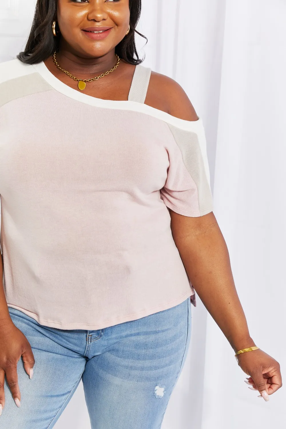 Full Size Something Simple Cold Shoulder Tee, image 10