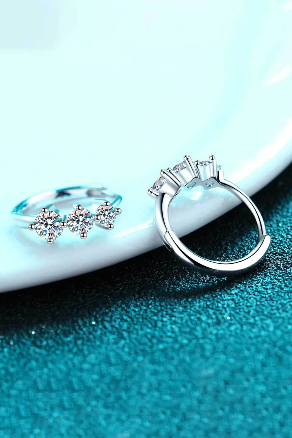 Sterling Silver Moissanite Huggie Earrings, image 5