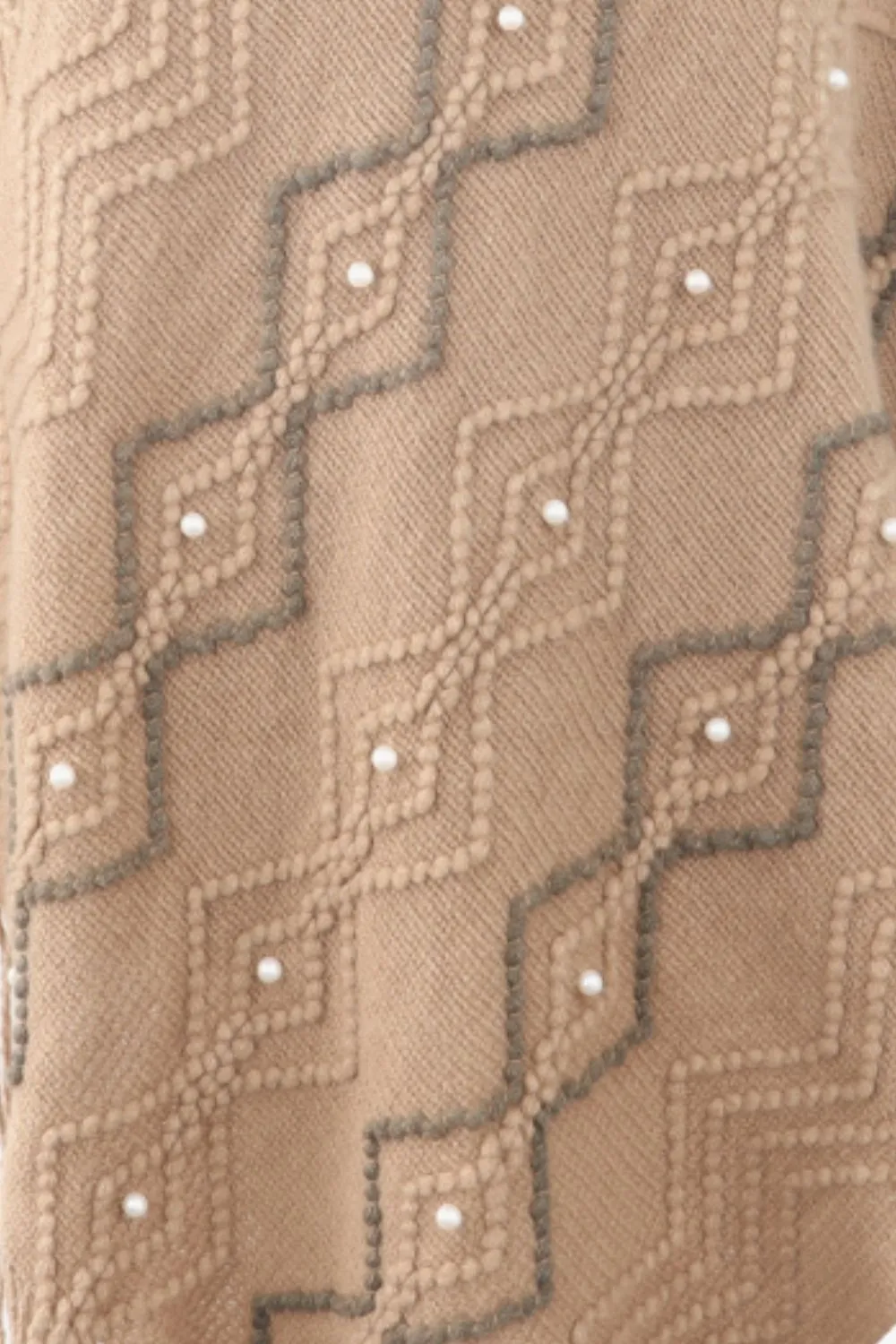 Pearl Trim V-Neck Fringe Hem Poncho, image 15