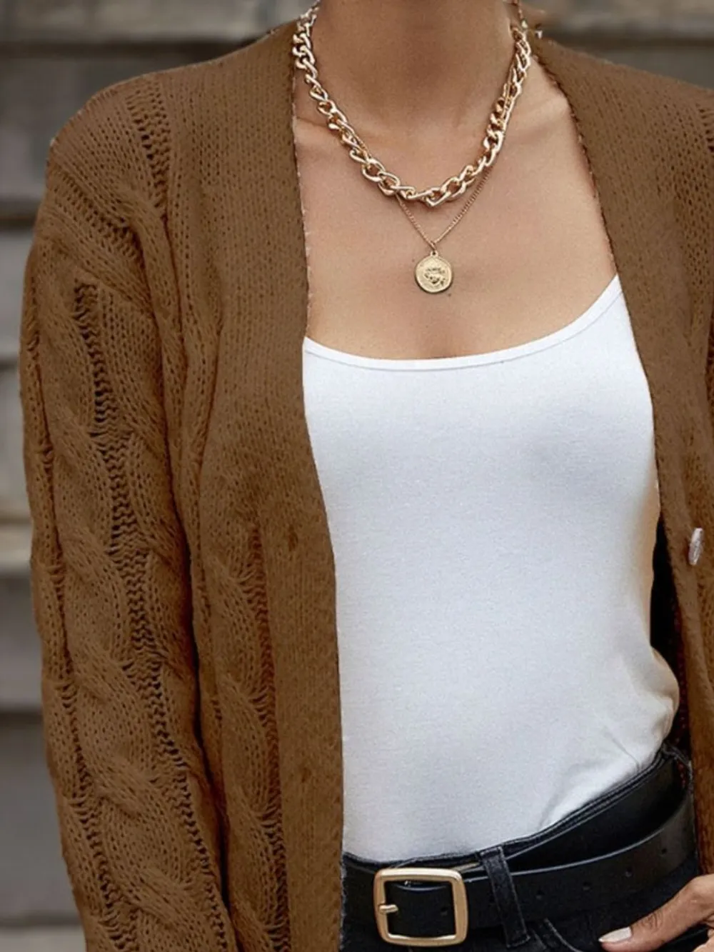 Cable-Knit Button Down Cardigan, image 8