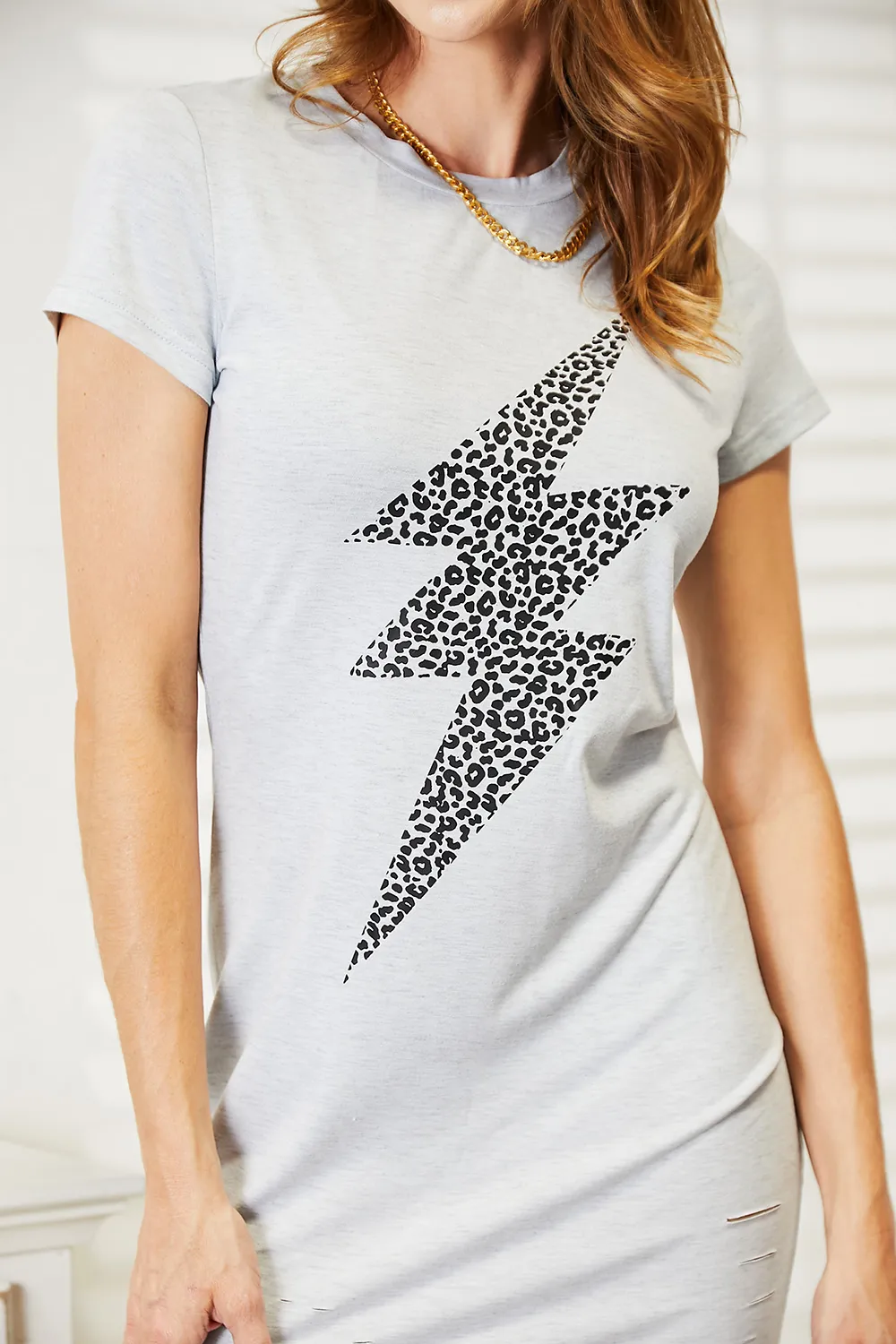 Leopard Lightning Graphic Tee Dress, image 6