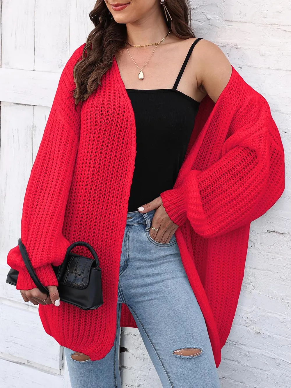 Open Front Dropped Shoulder Longline Cardigan, image 12