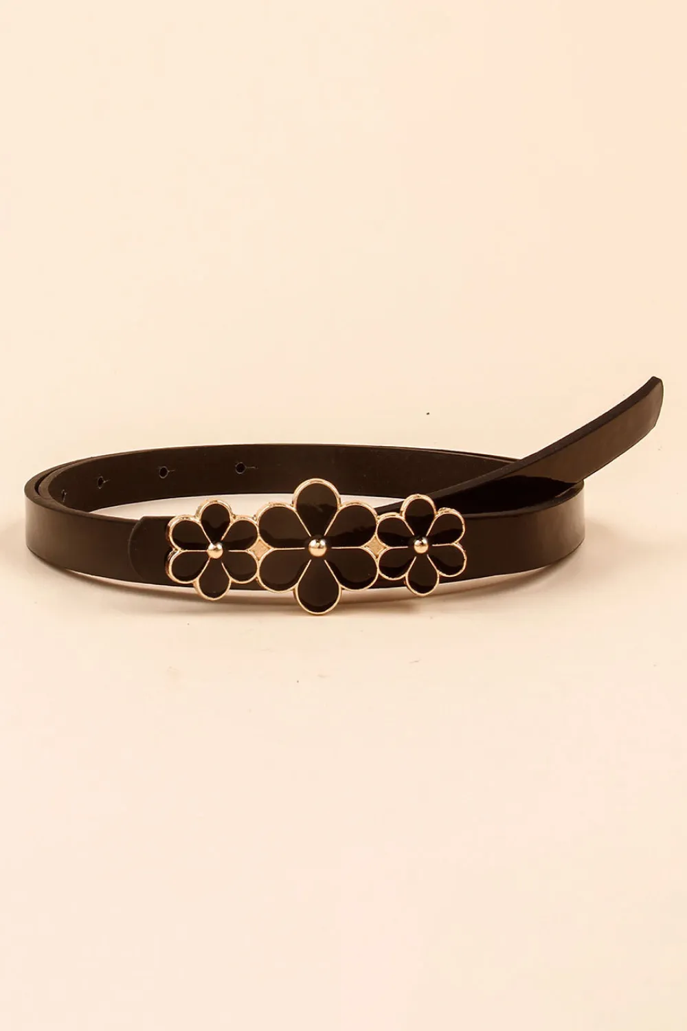 Flower Decor Skinny PU Belt, image 11