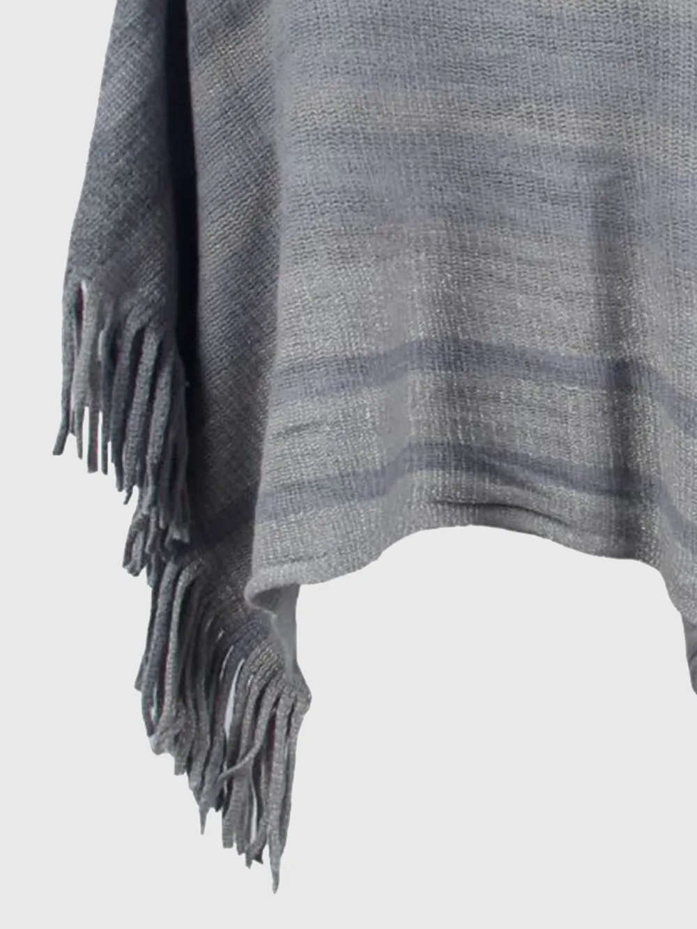 Striped Boat Neck Poncho with Fringes, image 9