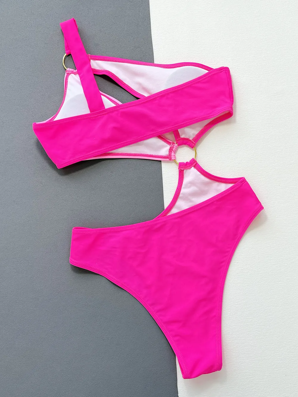 One-Shoulder Cutout Ring Detail One-Piece Swimsuit, image 6