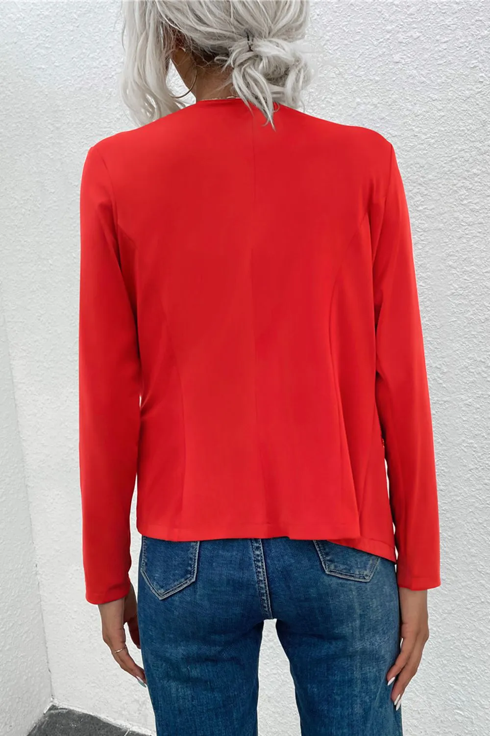 Open Front Zipper Pocket Cardigan, image 8