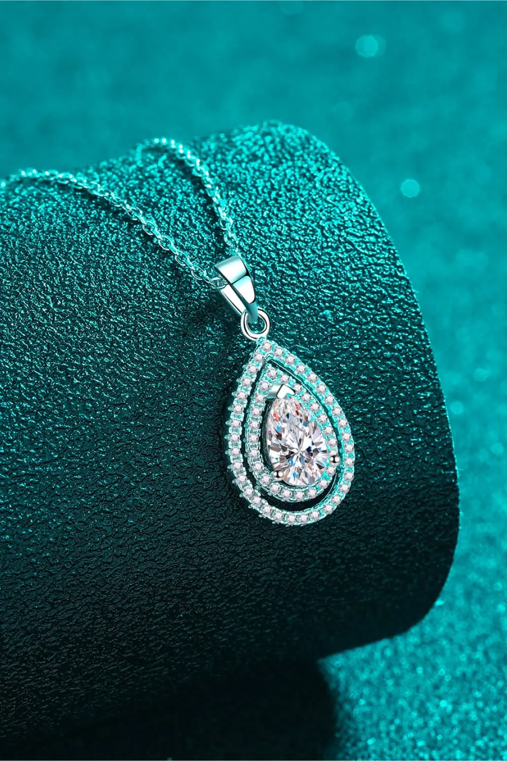 1 Carat Moissanite Teardrop Pendant Necklace, image 5
