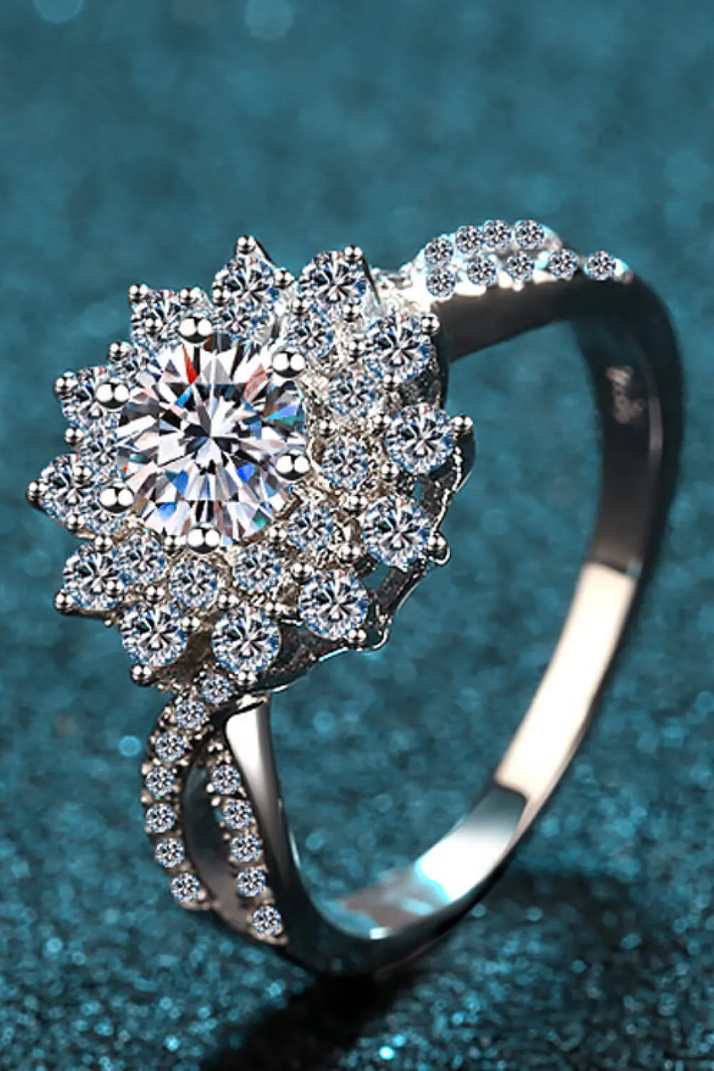 Moissanite Flower-Shape Split Shank Ring, image 3