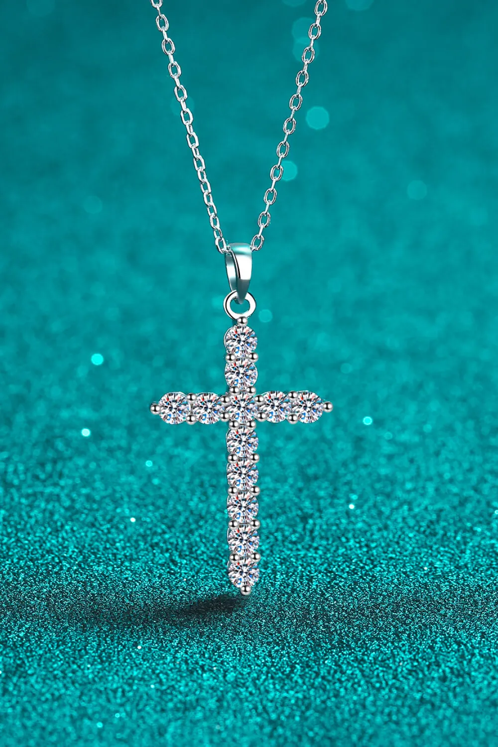 Moissanite Cross Pendant Chain Necklace, image 6
