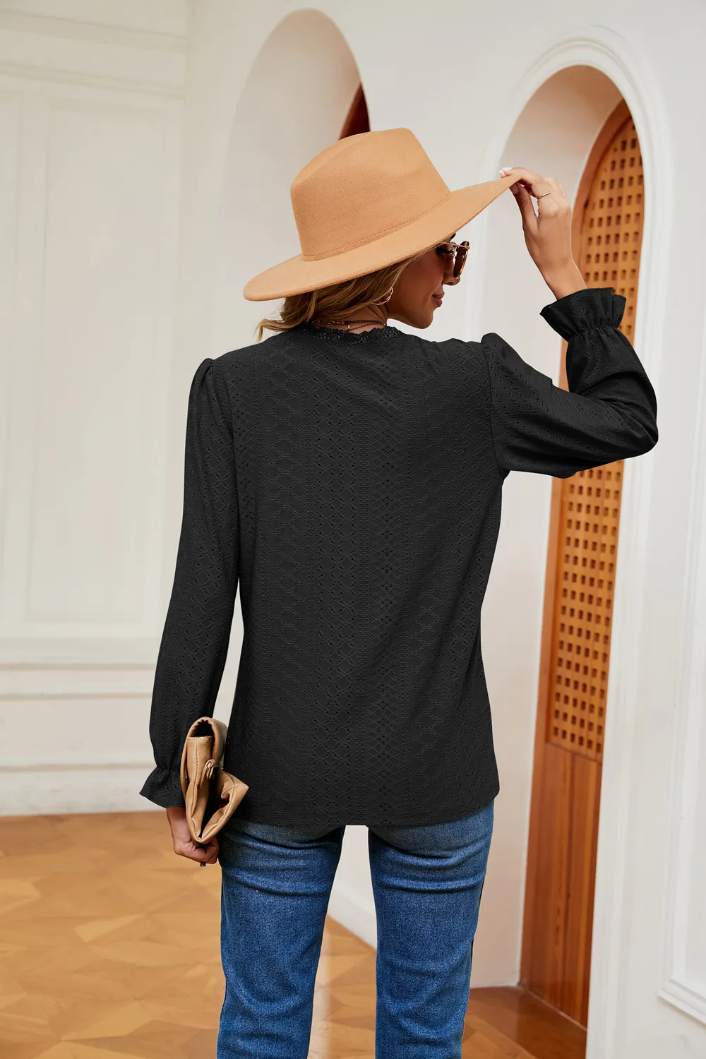 V-Neck Flounce Sleeve Blouse, image 12