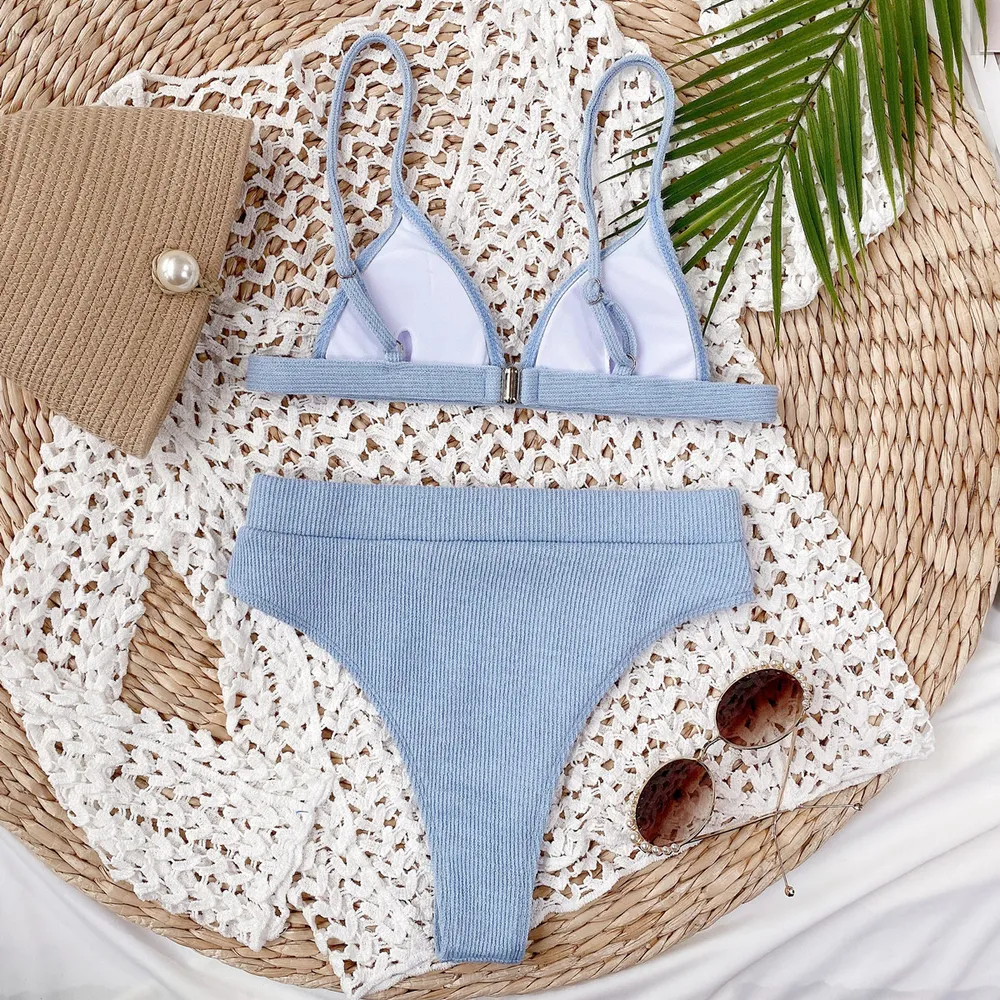 Spaghetti Strap Ribbed Bikini Set, image 15