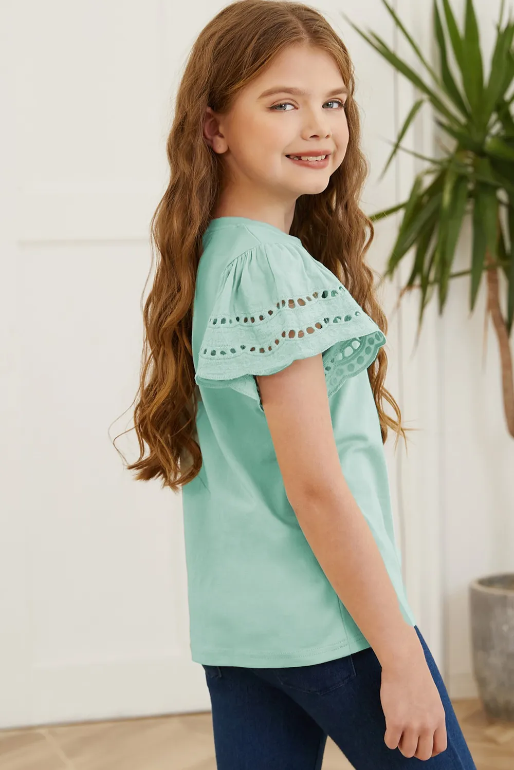 Round Neck Flutter Sleeve T-Shirt, image 9