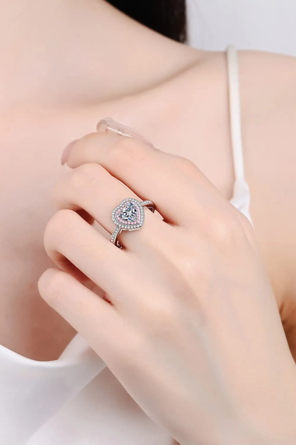 1 Carat Moissanite Heart 925 Sterling Silver Ring, image 3