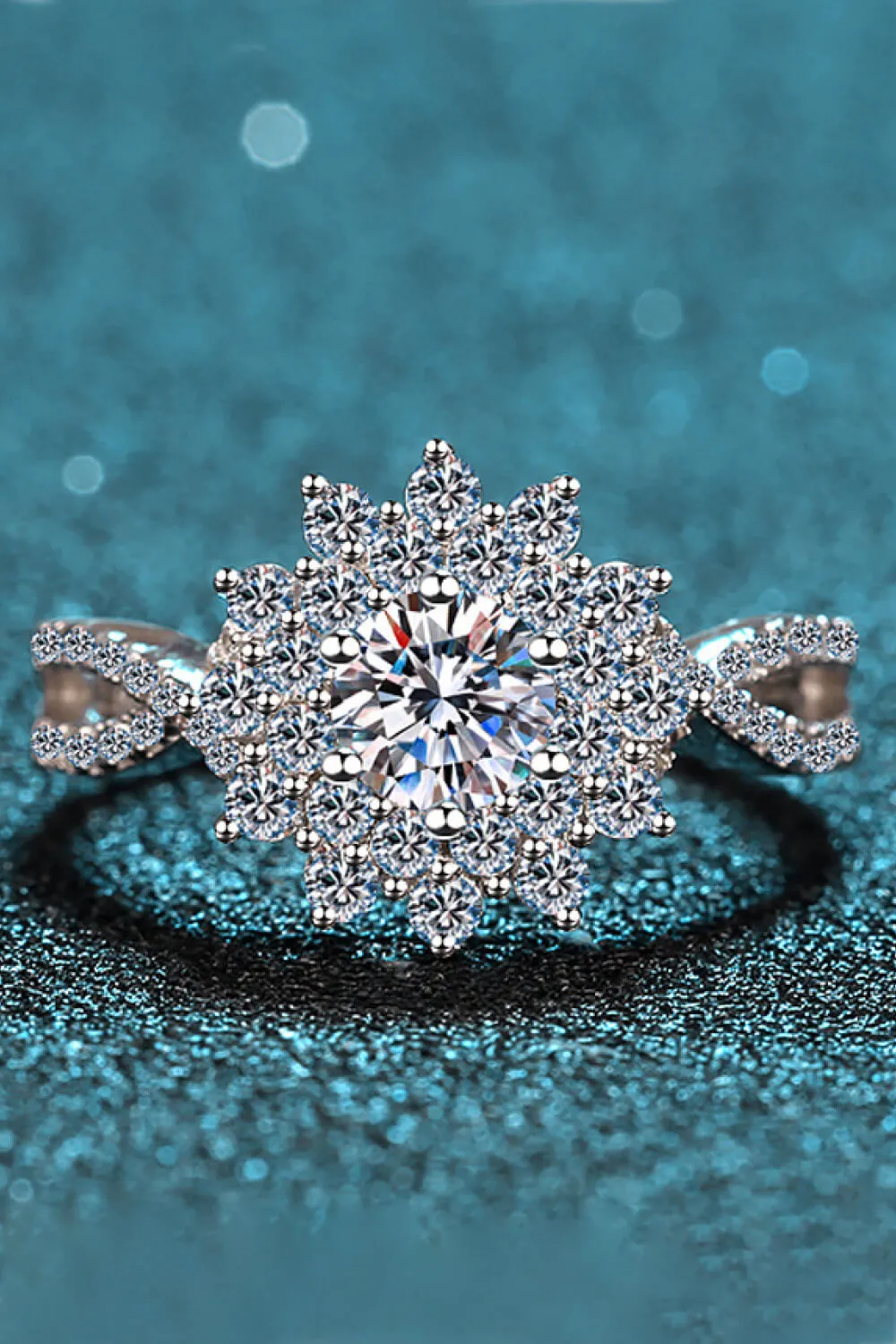 Moissanite Flower-Shape Split Shank Ring, image 5