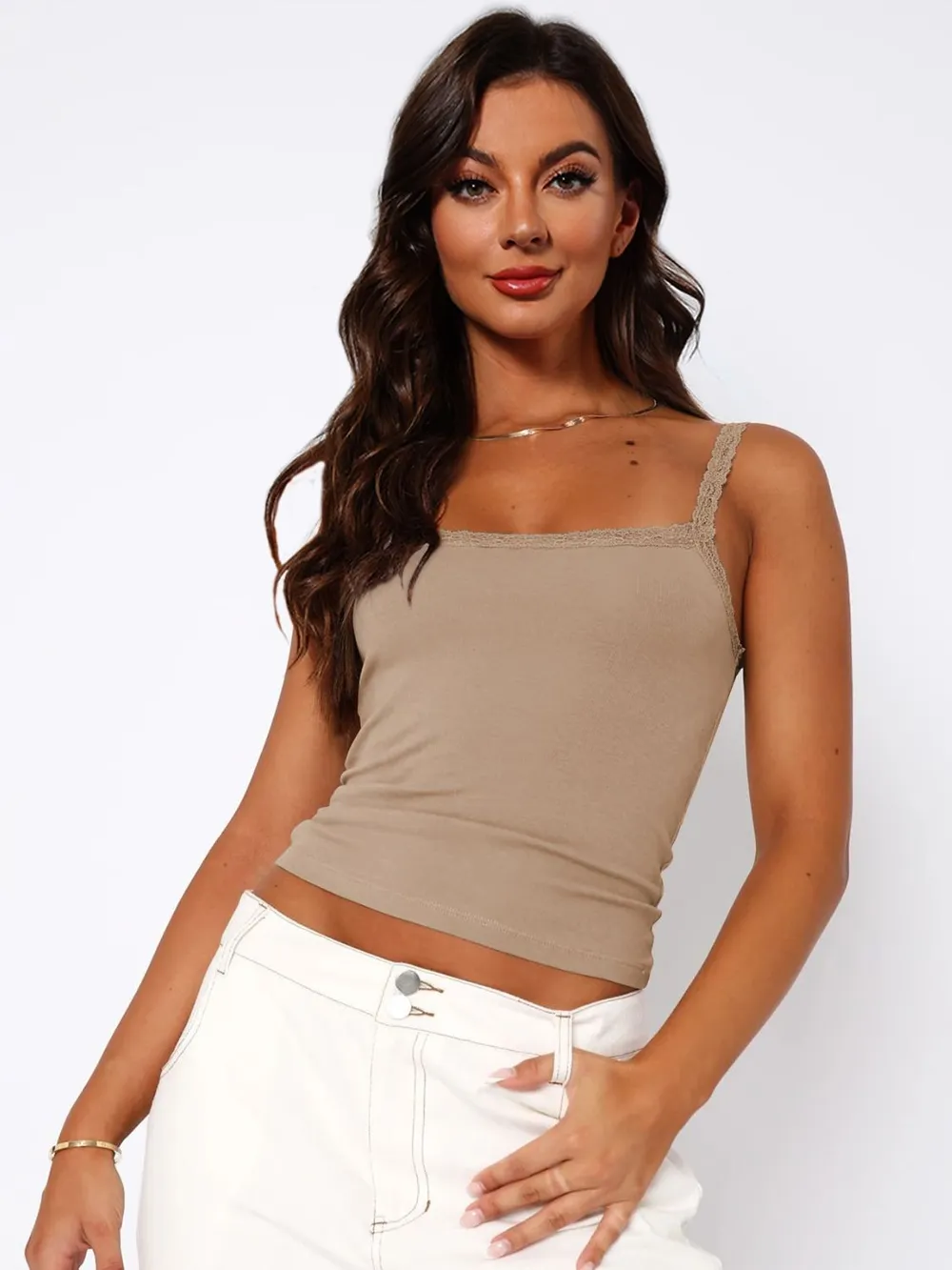 Lace Trim Straight Neck Cami, image 13