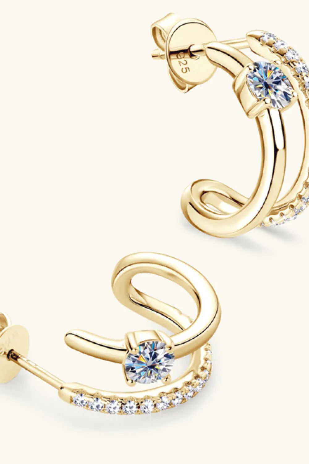 Moissanite 925 Sterling Silver C-Hoop Earrings, image 5