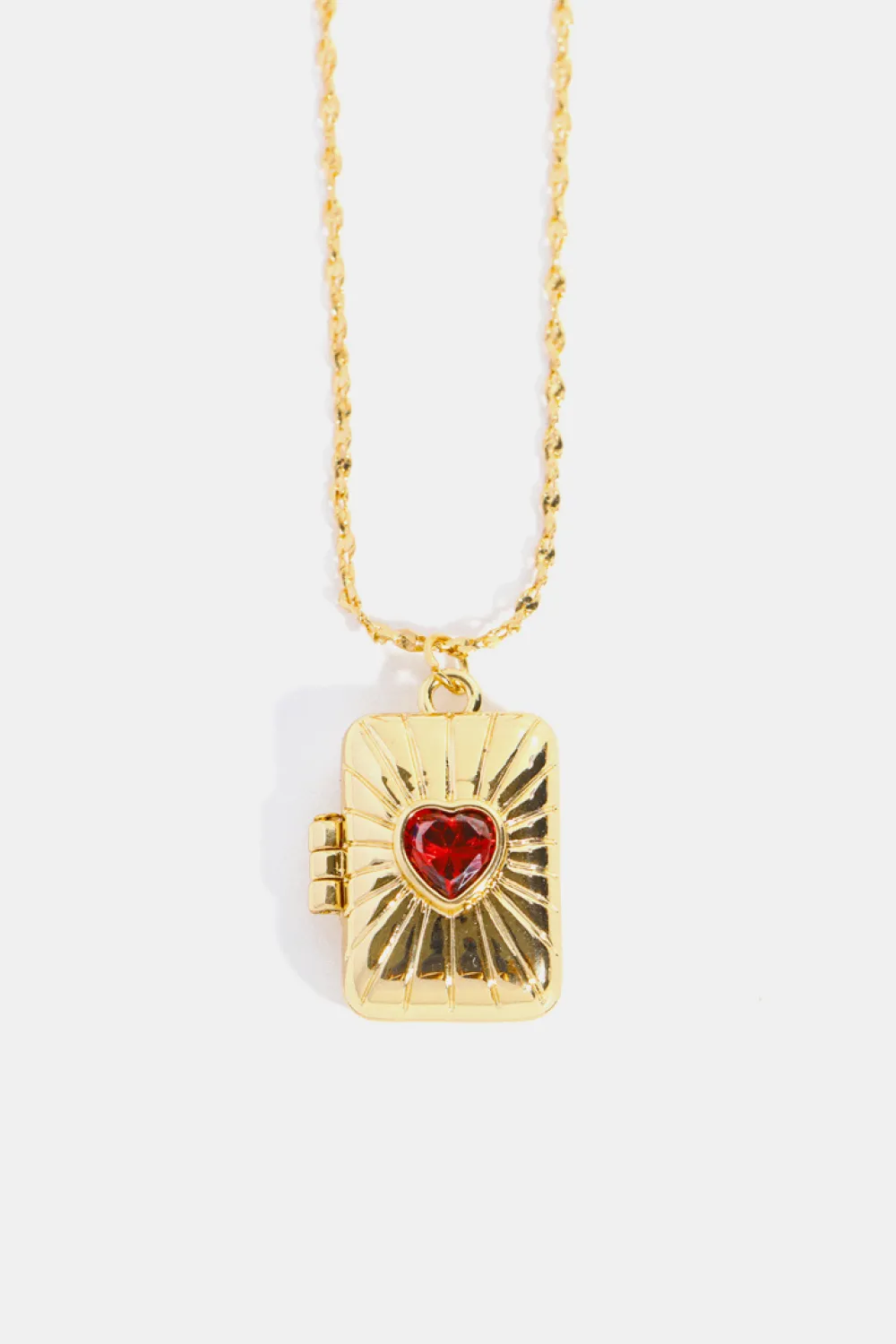 Heart Zircon Box Pendant Copper Necklace, image 3