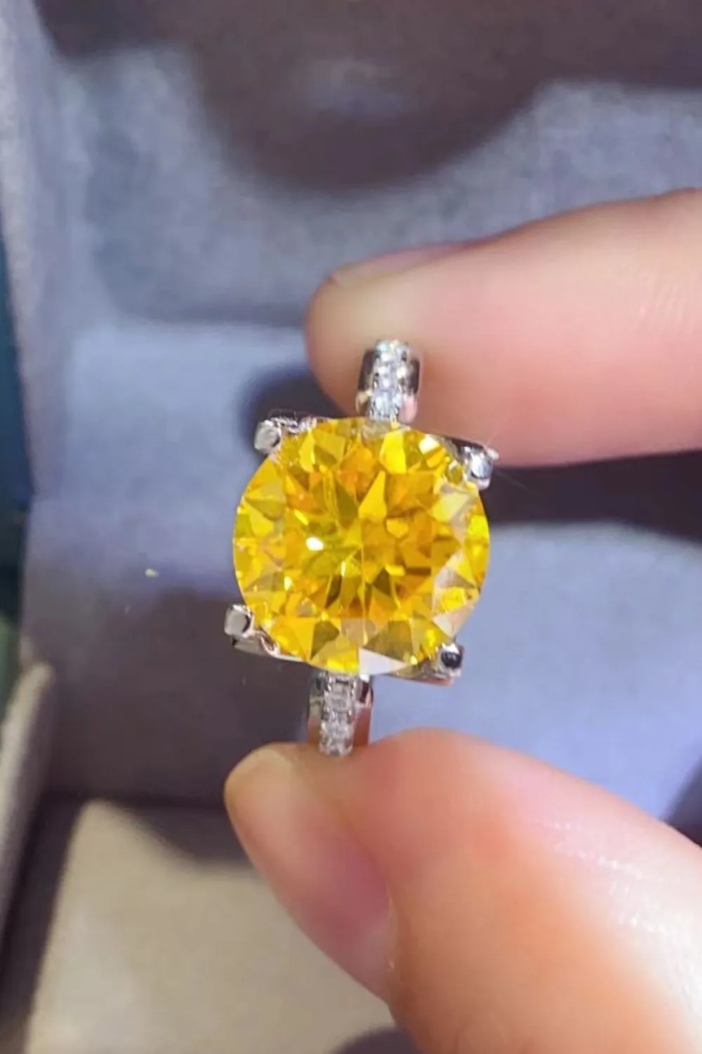 5 Carat Moissanite 925 Sterling Silver Ring in Banana Yellow, image 4