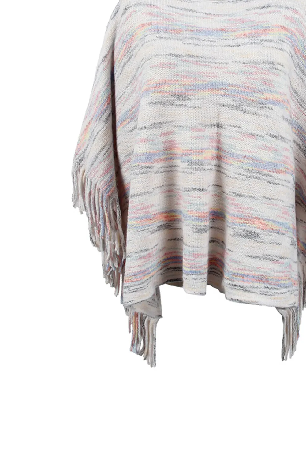 Round Neck Fringe Detail Sleeve Poncho, image 10