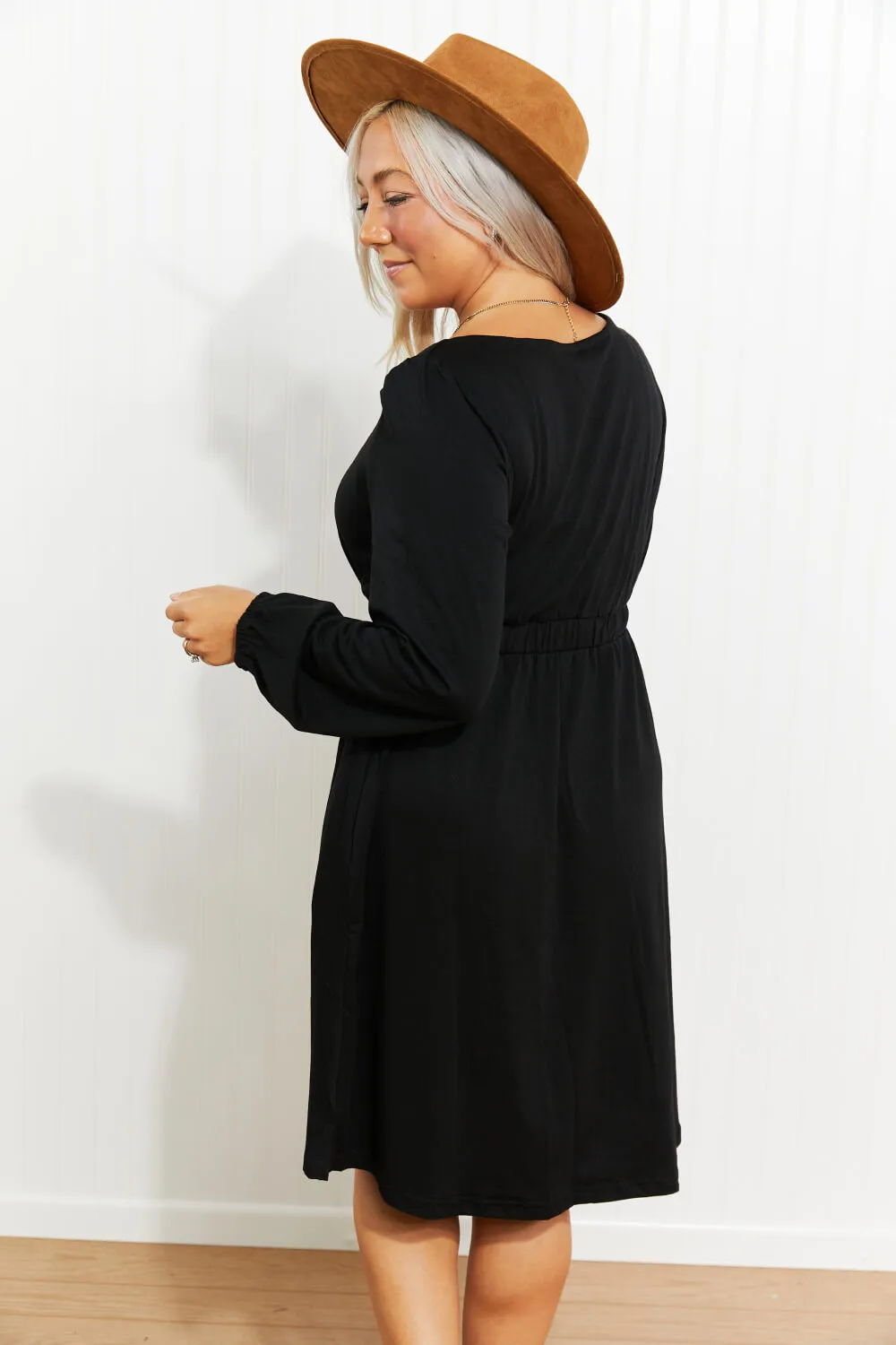 Scoop Neck Empire Waist Long Sleeve Mini Dress, image 14